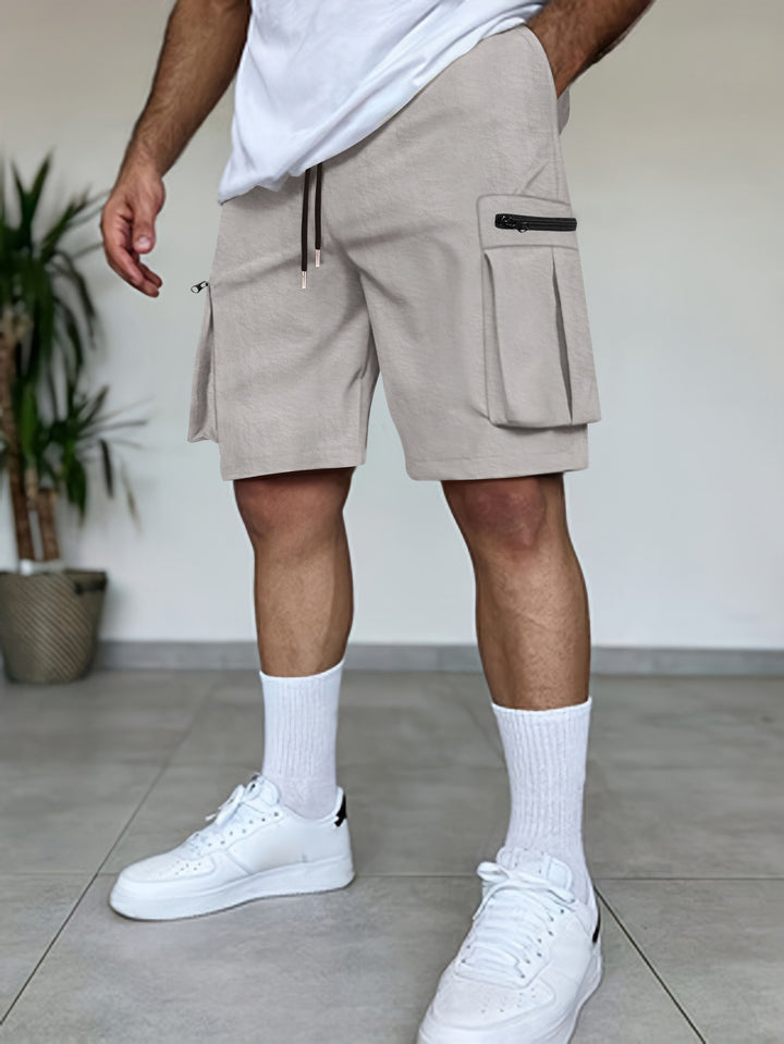 Herren Utility Cargo Shorts mit Reißverschluss Taschen Aliams