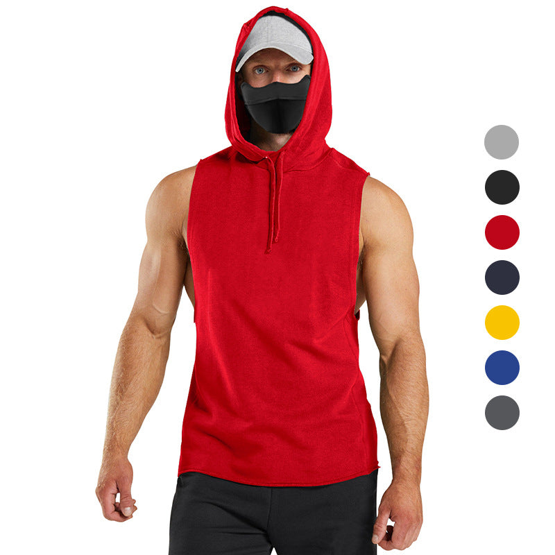 Herren ärmelloses Kapuzenshirt mit integrierter Maske und modischem Design Aliams