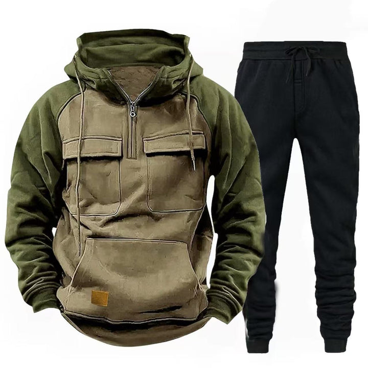 Herren funktionale Kapuzenjacke mit Reißverschluss und Jogginghose Aliams