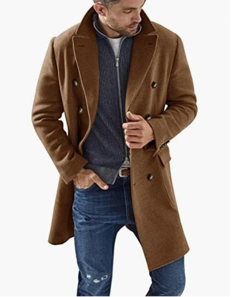 Herren eleganter Doppelknebel-Mantel mit modernem Schnitt Aliams