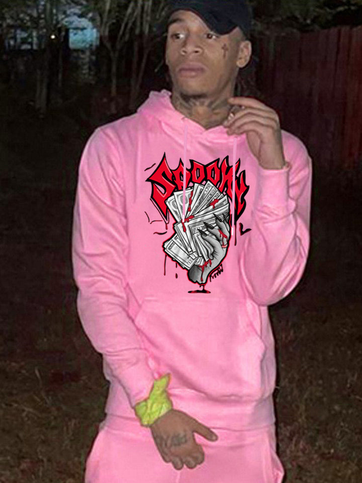 Herren Hoodie mit auffälligem Grafikerdruck und bequemen Kängurutaschen Aliams