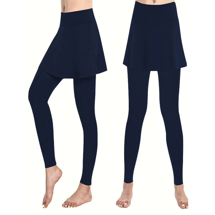 Damen Leggings mit rockähnlicher Einlage und hohem Bund Aliams