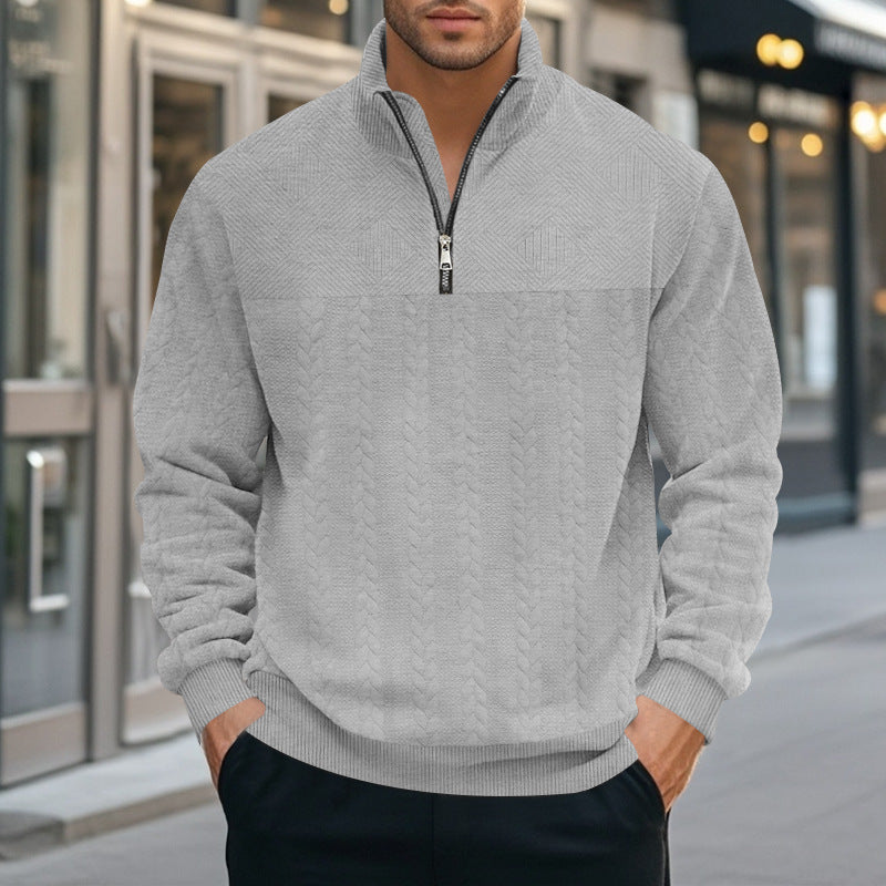 Herren stylischer Strickpullover mit halbem Reißverschluss Aliams