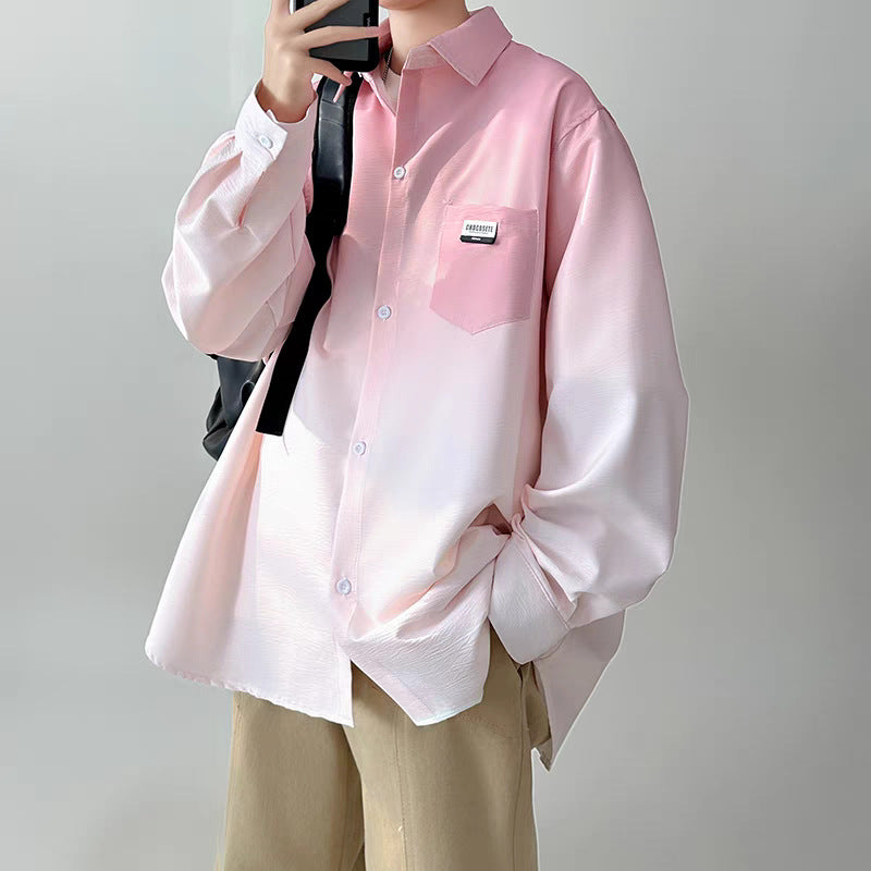 Herren Hemdjacke mit modernem Farbverlauf und praktischer Brusttasche Aliams