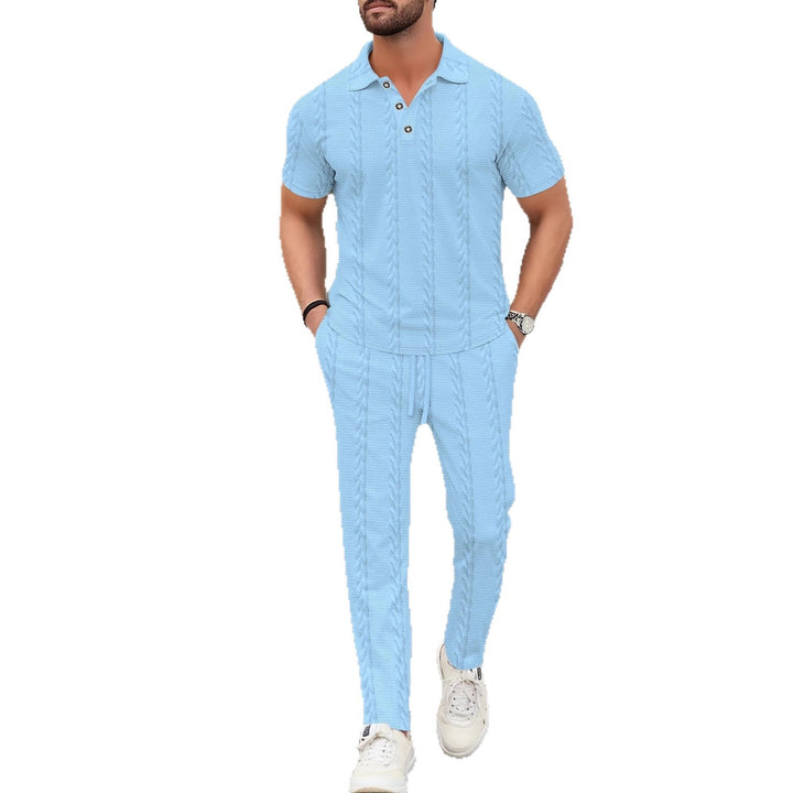 Herren modisches Polo- und Jogger-Set mit strukturiertem Design Aliams