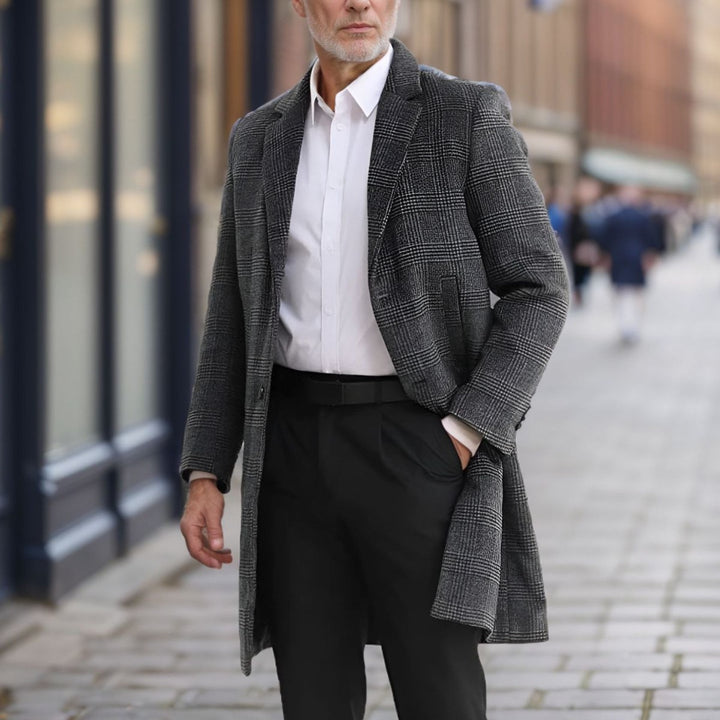 Herren eleganter Wollmantel im modernen Karodesign Aliams