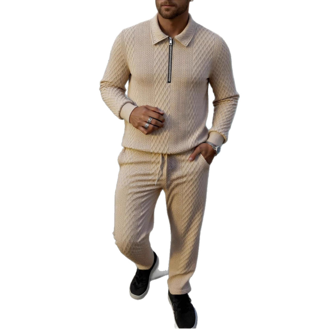 Herren Elegantes Strickanzug aus atmungsaktivem Material mit Stehkragen Aliams