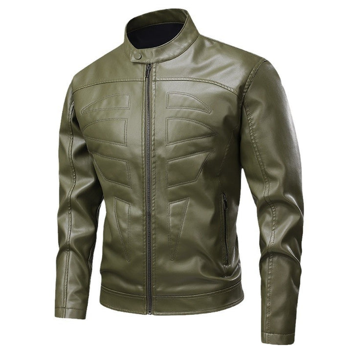 Herren stylische Bikerjacke im Lederlook mit Stehkragen Aliams