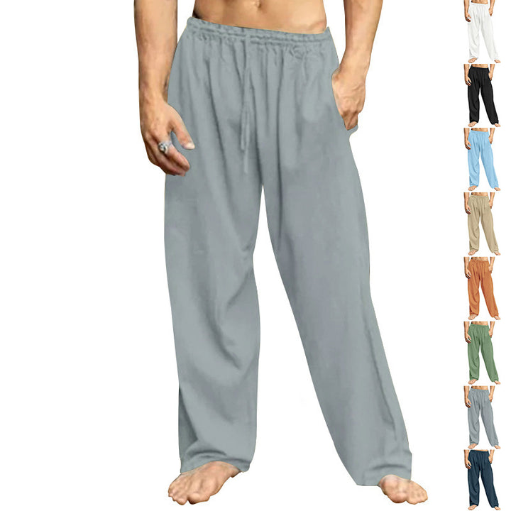 Herren bequeme Freizeit-Hose mit elastischem Bund und seitlichen Eingrifftaschen Aliams