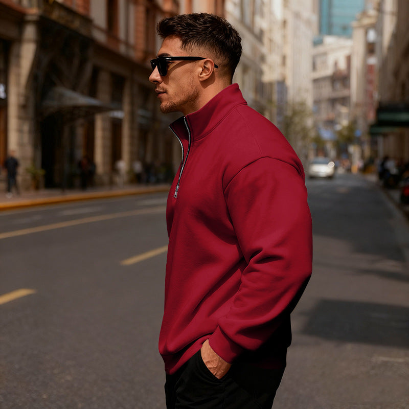 Herren Sweatpullover mit hohem Kragen und Reißverschluss Aliams