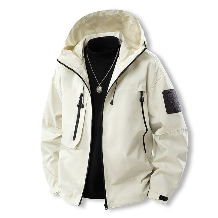 Herren wasserfeste Multifunktionsjacke mit Kapuze und praktischen Taschen Aliams