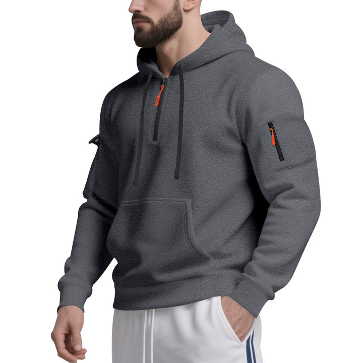 Herren Funktions-Hoodie mit halbem Reißverschluss und praktischen Taschen Aliams