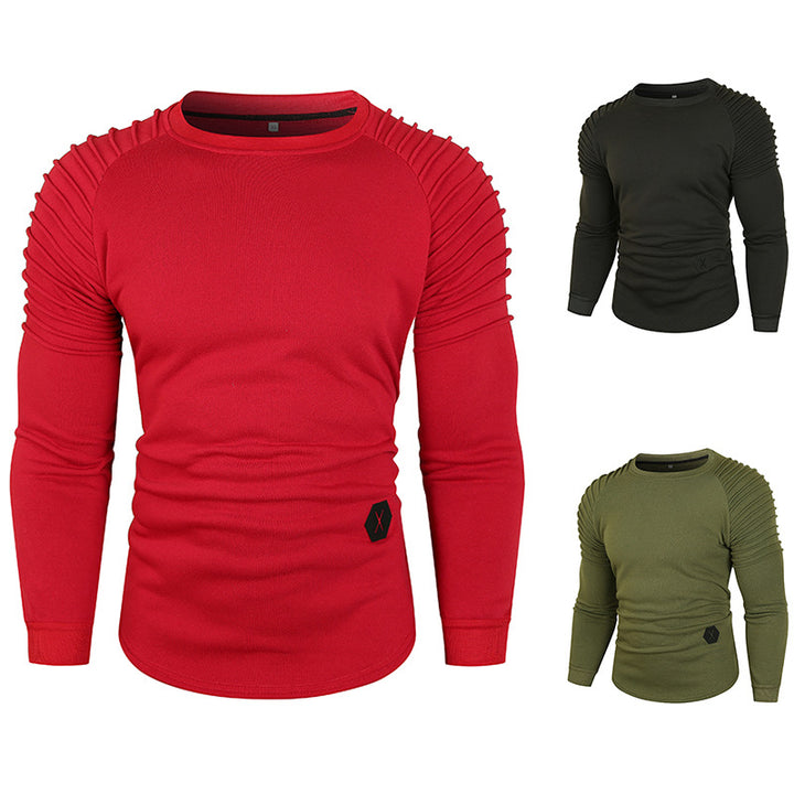 Herren Rundhalsshirt mit strukturierten Ärmeln und figurbetontem Schnitt Aliams