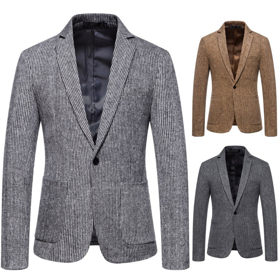 Herren eleganter Strickblazer mit strukturiertem Design und schmalem Schnitt Aliams