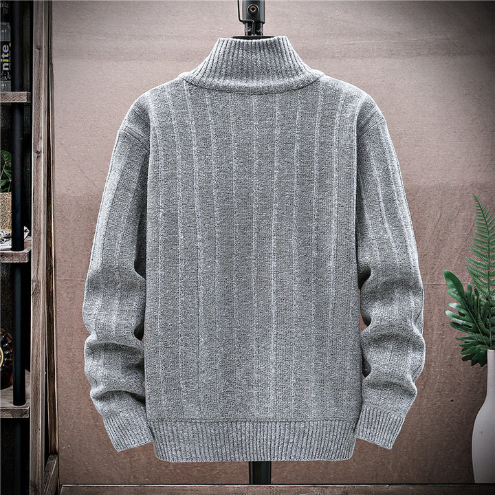 Herren strickpullover mit hohem Kragen und Reißverschluss Aliams