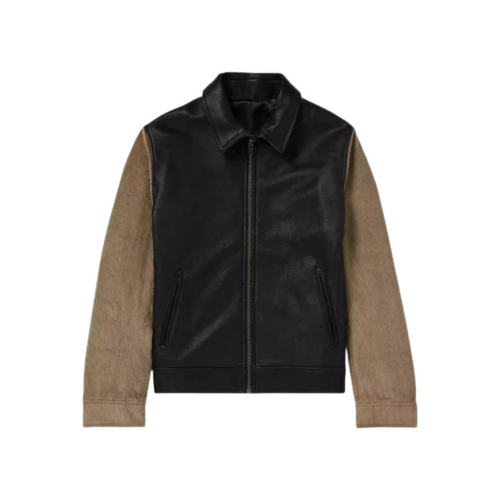 Herren Stilvolle Lederjacke mit Kontrastärmeln Aliams
