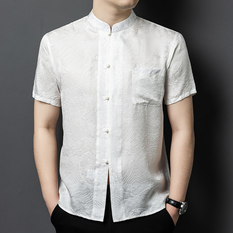 Herren Kurzarmhemd mit asiatischem Muster Aliams