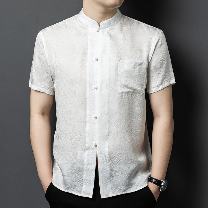 Herren Kurzarmhemd mit asiatischem Muster Aliams