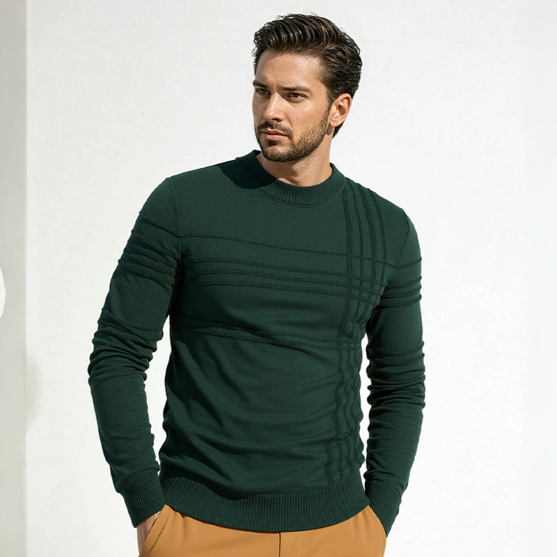 Herren Pullover mit modernem Strukturdesign und hohem Kragen Aliams