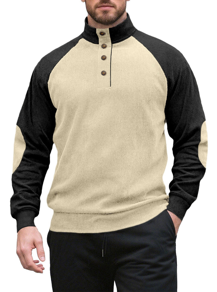Herren Strickpullover mit modernem Stehkragen und Knopfleiste Aliams