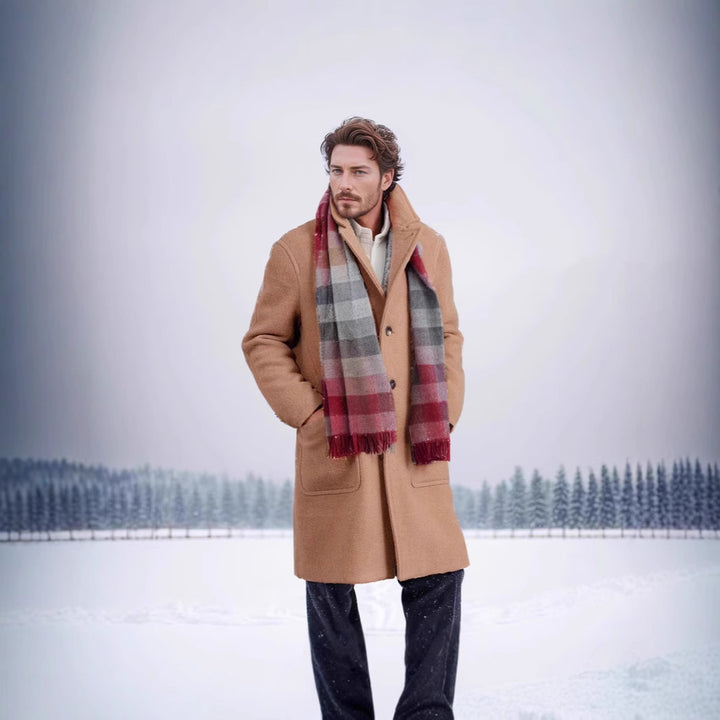 Herren eleganter Lammfellmantel mit strukturiertem Obermaterial und praktischem Verschluss Aliams