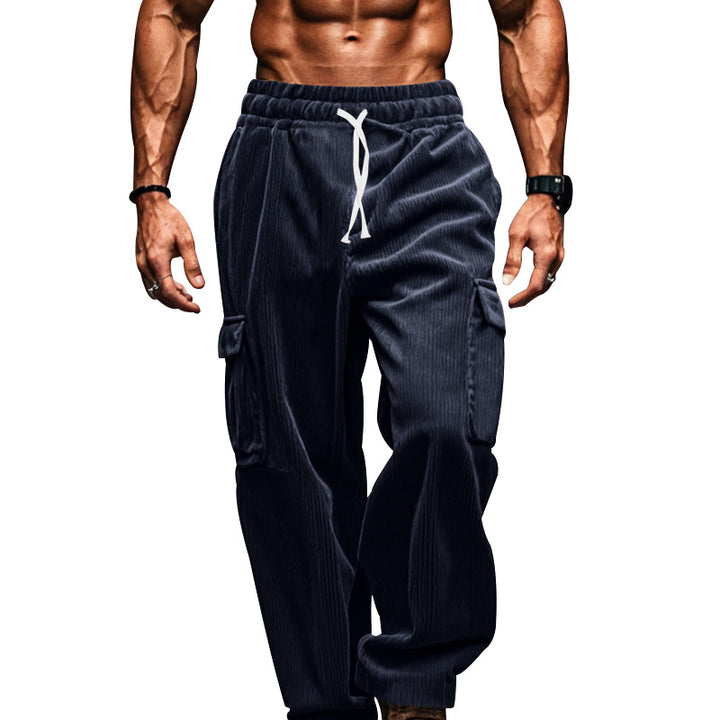 Herren weite Cargo-Hose mit funktionalen Taschen und elastischem Bund Aliams