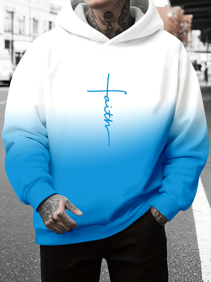 Herren Kapuzenpullover mit subtiler Farbverlauf-Optik und inspirierendem Schriftzug Aliams