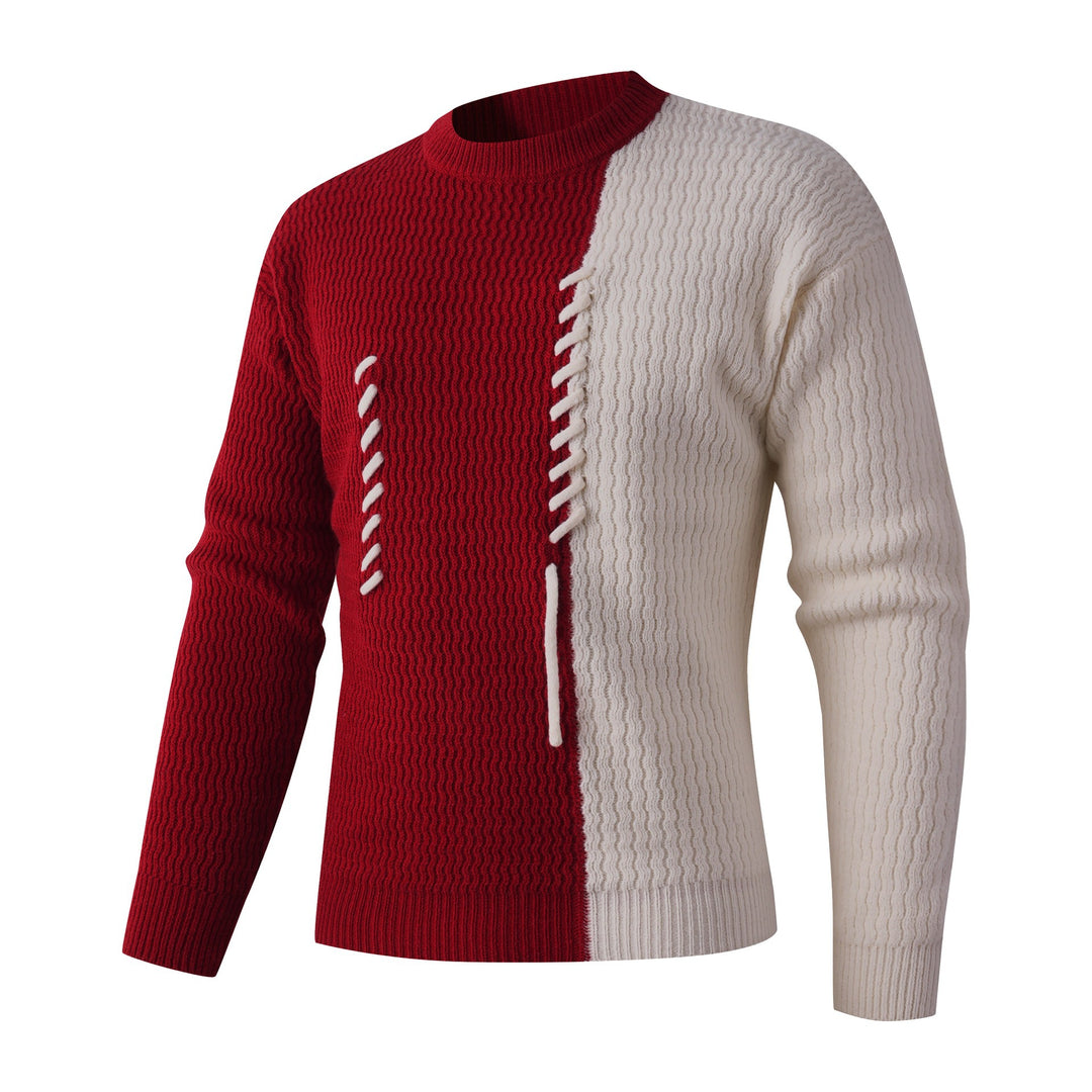 Herren Strickpullover mit modernem Zopfmuster und kontrastierenden Details Aliams