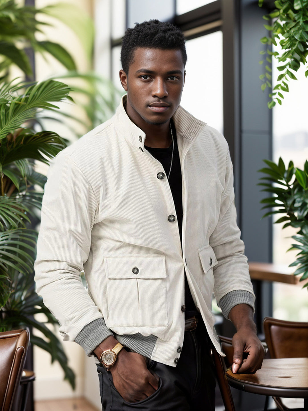 Herren bequeme Utility-Jacke mit praktischen Taschen Aliams