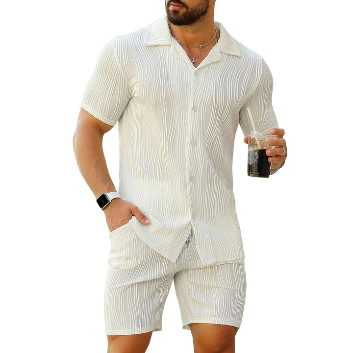 Stylisches strukturiertes Kurzarm-Sommer-Set für Herren Aliams