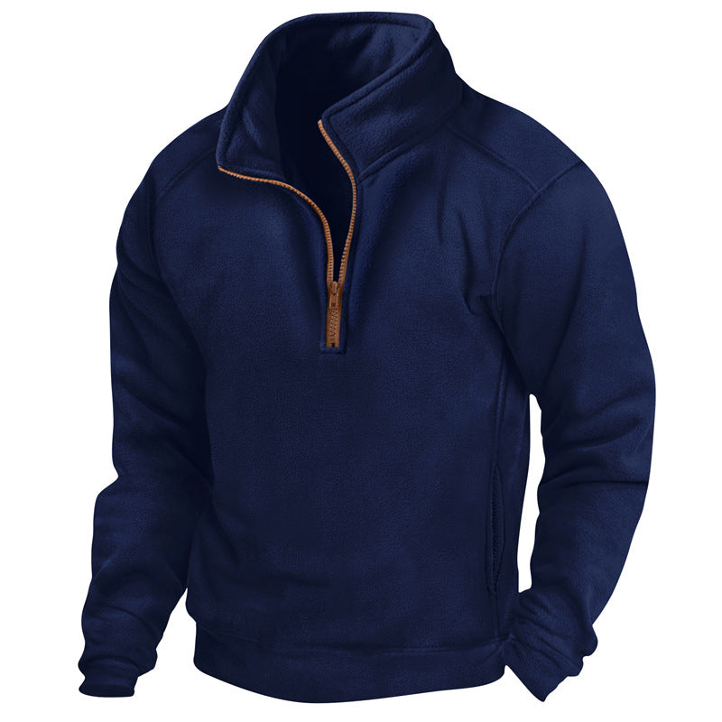 Herren Fleece-Pullover mit halbem Reißverschluss und strukturiertem Design Aliams