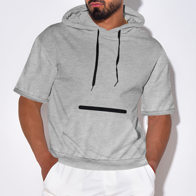 Herren Kurzarm-Hoodie mit praktischem Kängurutasche und atmungsaktiver Struktur Aliams