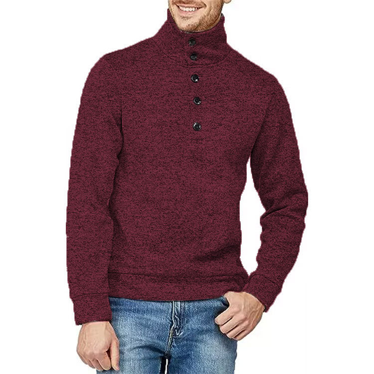 Herren Hochwertiger Pullover mit Stehkragen und Knopfdetail Aliams