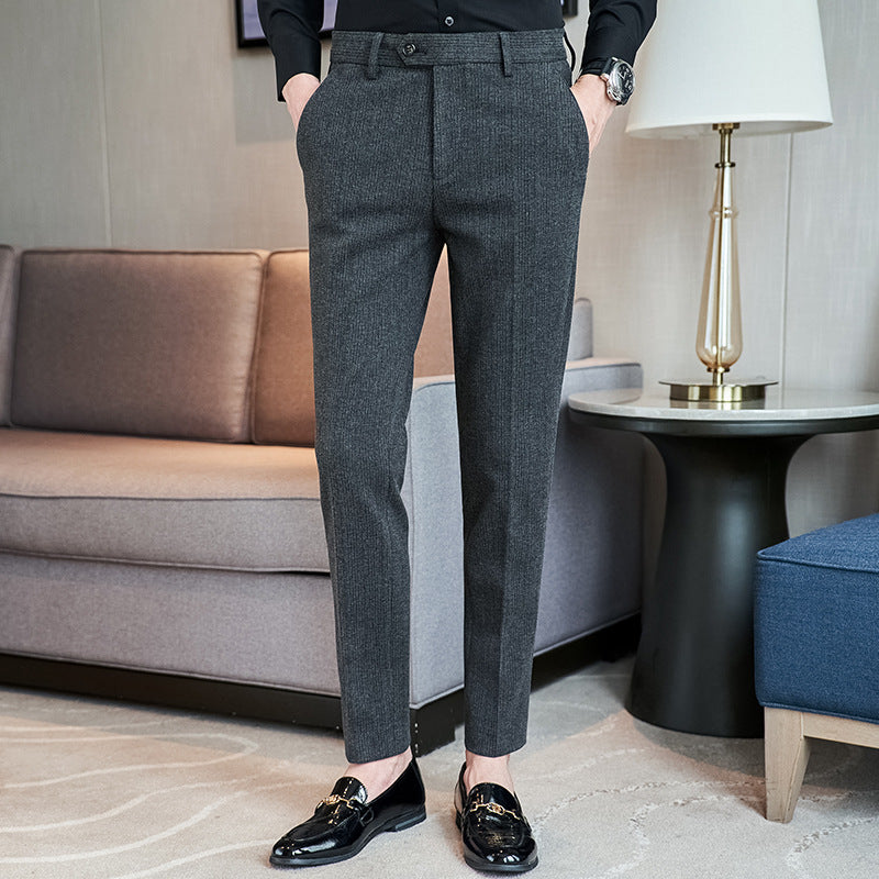 Herren schicke Anzughose mit schmalem Schnitt und feiner Struktur Aliams