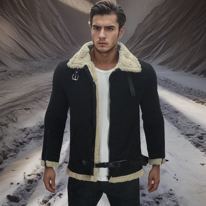 Herren Shearling-Lederjacke mit modernem Design und warmem Futter Aliams