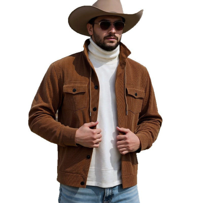 Herren Cordjacke mit verstellbarem Kordelzug und praktischen Brusttaschen Aliams