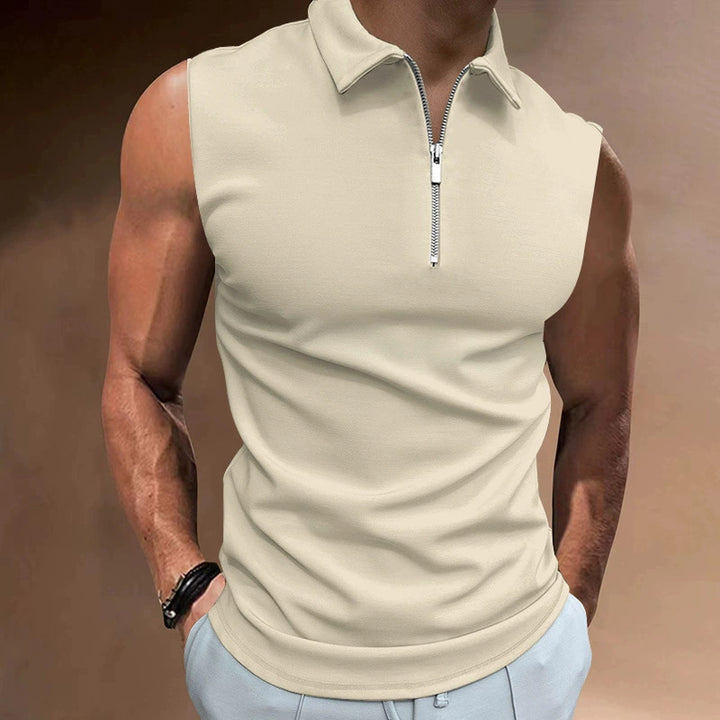 Herren Kurzarm Poloshirt mit modernem Stehkragen und funktionellem Reißverschluss Aliams