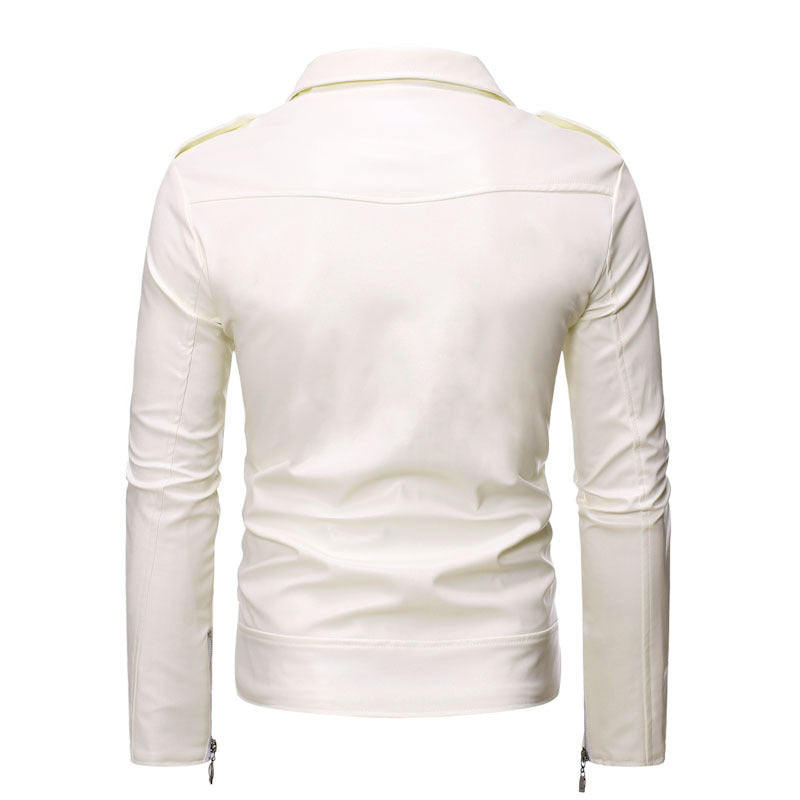 Herren stylische Bikerjacke aus hochwertigem Kunstleder Aliams