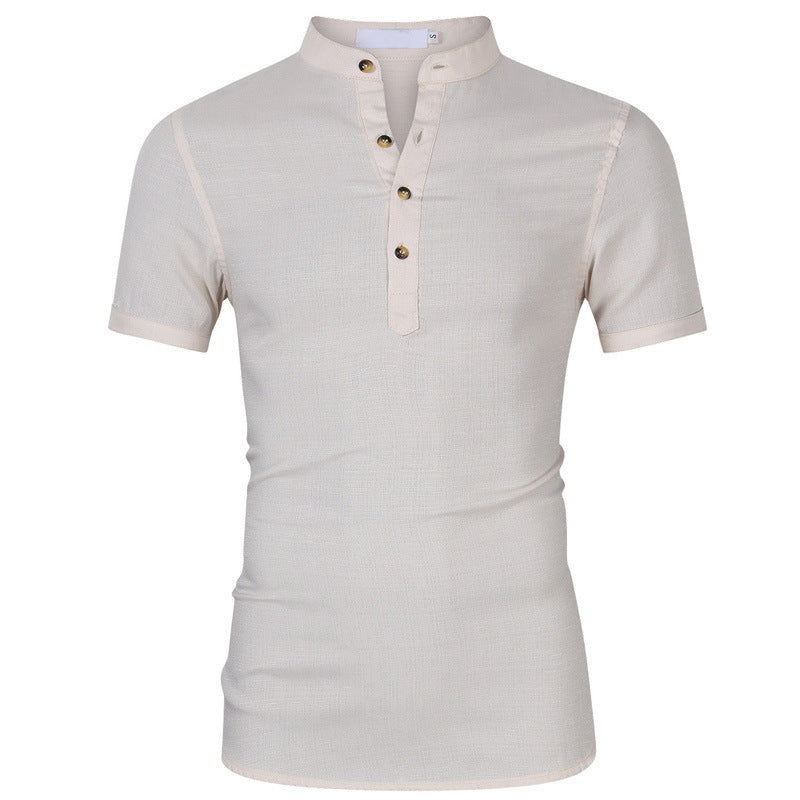 Herren Kurzarm Henley-Shirt mit edlem Knopfdesign und modernem Stehkragen Aliams