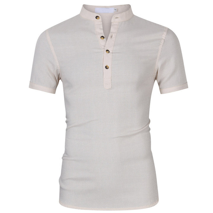 Herren Kurzarm Henley-Shirt mit edlem Knopfdesign und modernem Stehkragen Aliams