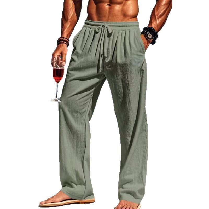 Herren Bequeme Leinenhose mit elastischem Bund Aliams