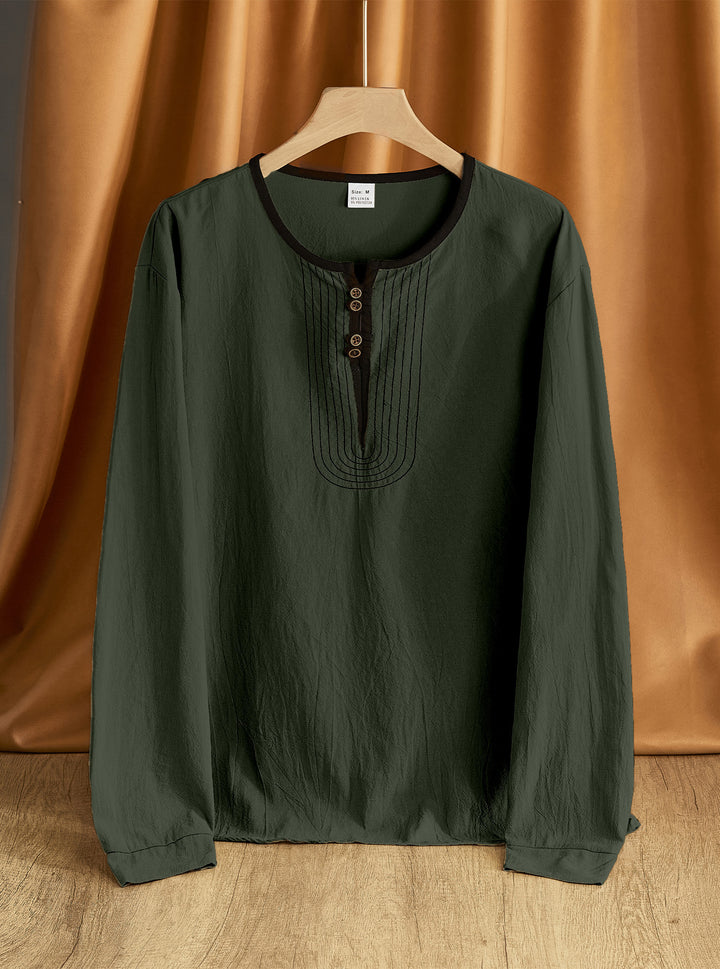 Herren bequemes Langarmshirt mit Knopfleiste und modischen Akzenten Aliams