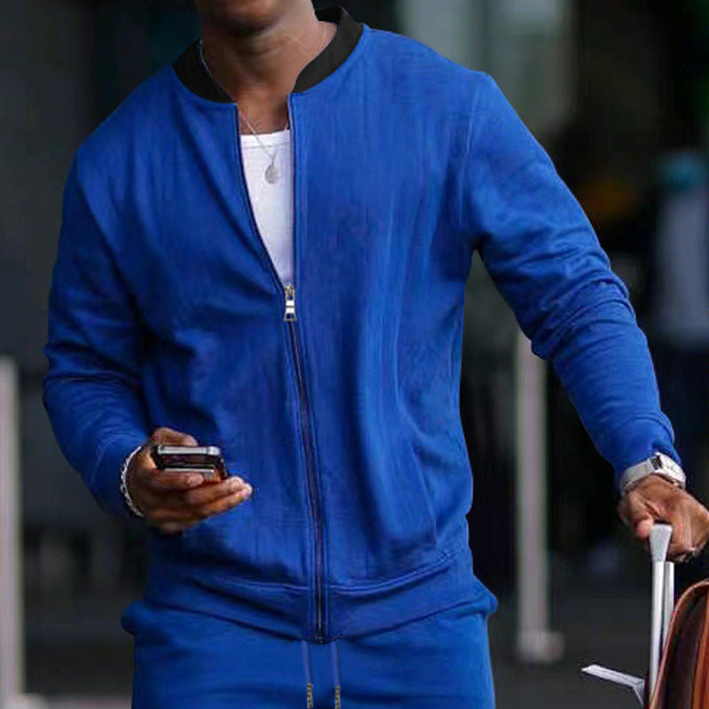 Herren sportlicher Bomberjacke mit verdecktem Reißverschluss und elastischen Bündchen Aliams