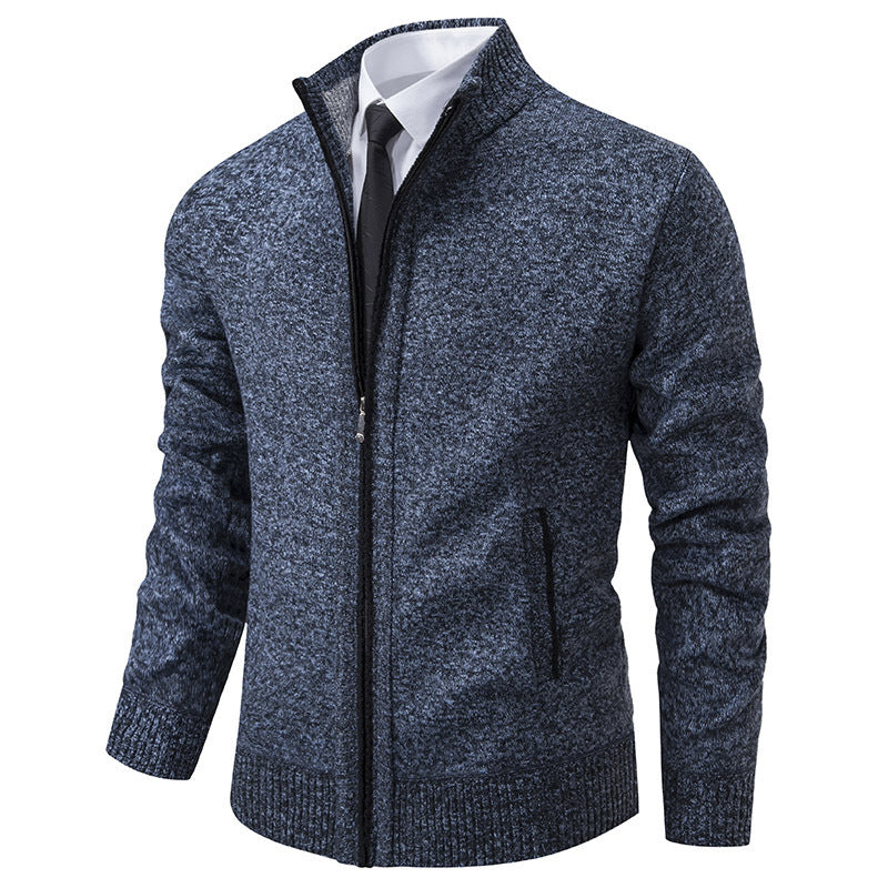 Herren sportliche Strickjacke mit Stehkragen und Reißverschluss Aliams