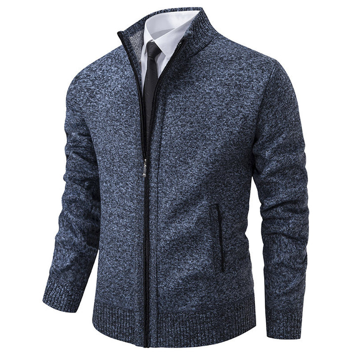Herren sportliche Strickjacke mit Stehkragen und Reißverschluss Aliams