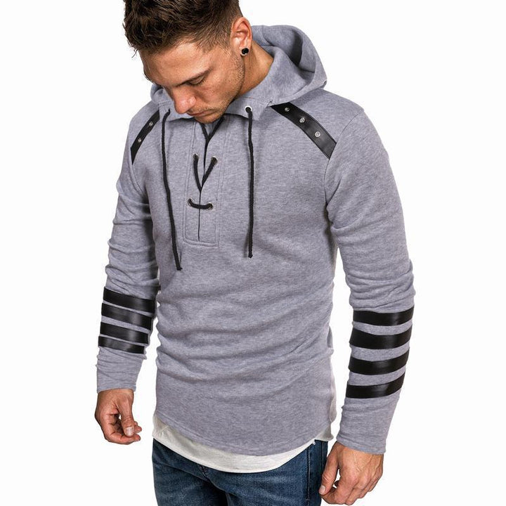 Herren Hoodie mit Kunstleder-Details Aliams