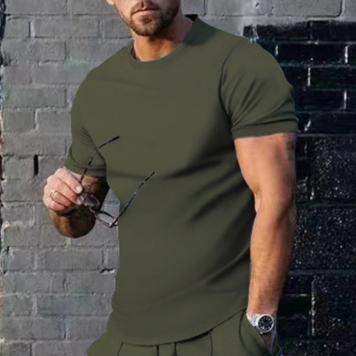 Herren Basic Rundhals-T-Shirt aus atmungsaktiver Baumwolle Aliams