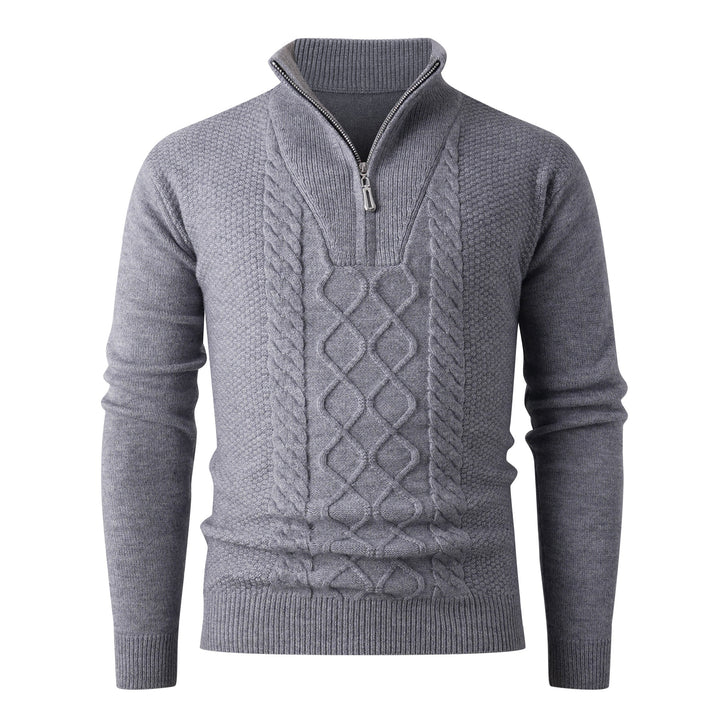 Herren Grobstrickpullover mit modernem Stehkragen und funktionalem Reißverschluss Aliams