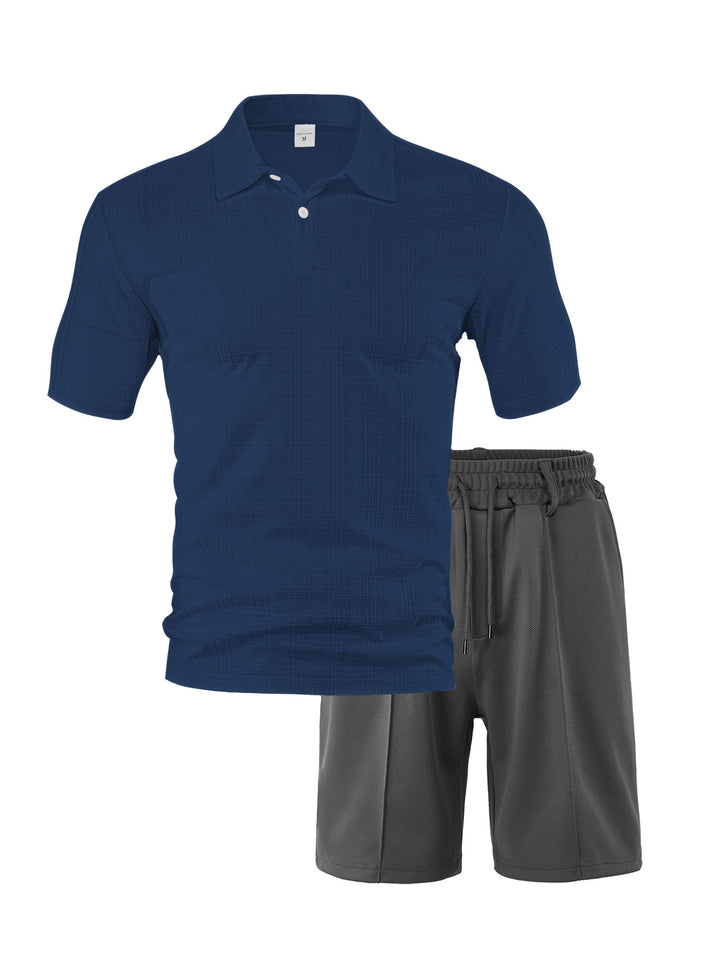 Herren Sportliches Polo- und Shorts-Set mit atmungsaktivem Material und elastischem Bund Aliams