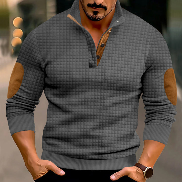 Herren Pullover mit Stehkragen und kontrastierenden Lederdetails Aliams